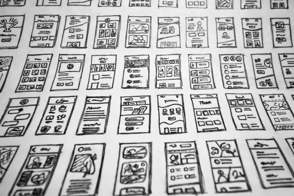 Wireframes on a page